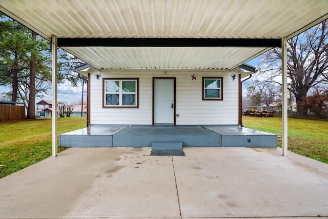 exterior space featuring a patio area and a yard