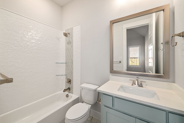 full bathroom featuring vanity, toilet, and shower / bathtub combination