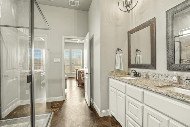 8500 Cobble Stone, Godley, TX 76044 - bathroom with finished concrete flooring, baseboards, ensuite bathroom, and healthy amount of natural light