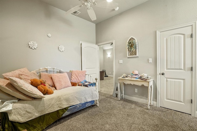 8500 Cobble Stone, Godley, TX 76044 - carpeted bedroom featuring a ceiling fan and lofted ceiling