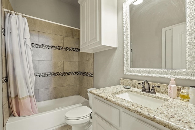 8500 Cobble Stone, Godley, TX 76044 - bathroom featuring vanity, shower / tub combo with curtain, and toilet