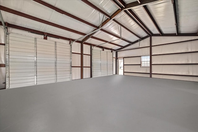 garage with metal wall