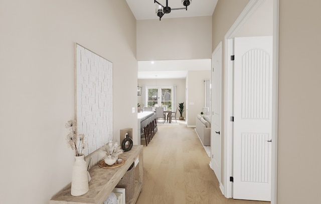 hall featuring light wood-type flooring