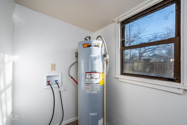 utility room with water heater