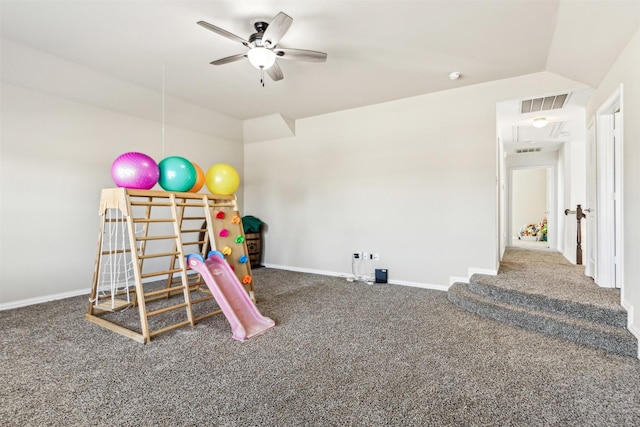 view of play area with ceiling fan