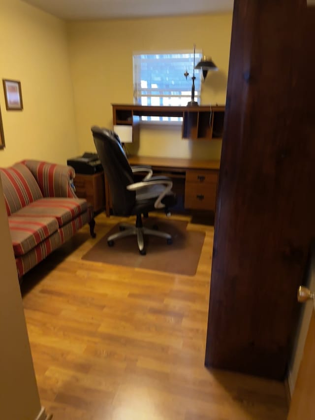 office area featuring light wood finished floors