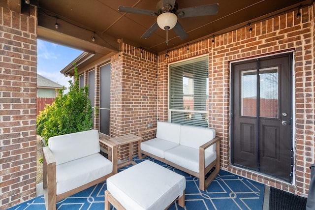 view of patio / terrace with outdoor lounge area and ceiling fan