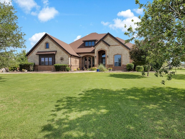 1300 Ruby Lea Ln, Fort Worth, TX 76179 - french provincial home with stone siding, brick siding, and a front yard