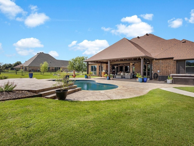 1300 Ruby Lea Ln, Fort Worth, TX 76179 - outdoor pool featuring a patio area, outdoor lounge area, and a lawn