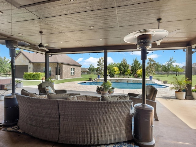 1300 Ruby Lea Ln, Fort Worth, TX 76179 - view of patio / terrace with an outdoor hangout area, a ceiling fan, and an outdoor pool