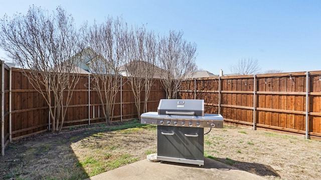 view of yard featuring a fenced backyard