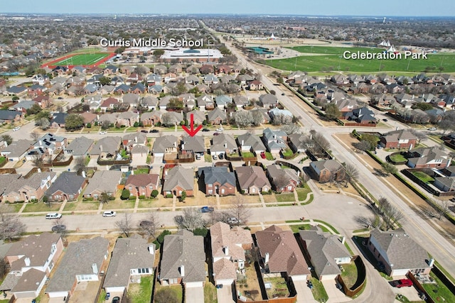 aerial view with a residential view