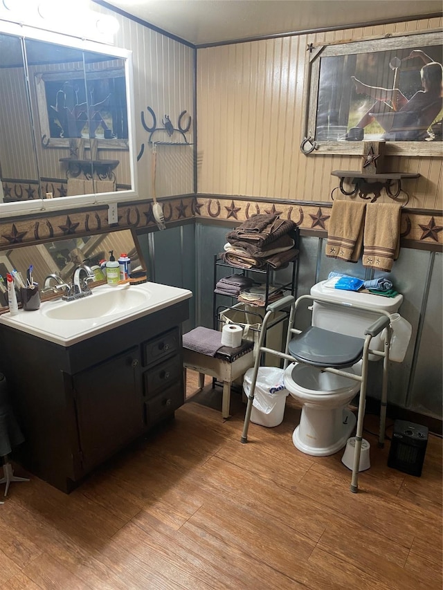 bathroom featuring wood finished floors and vanity