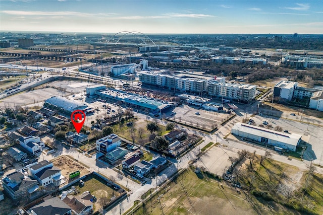 birds eye view of property with a view of city