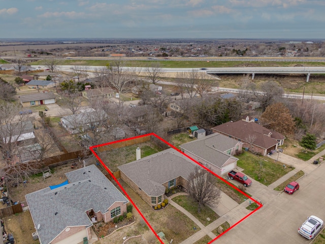 aerial view with a residential view