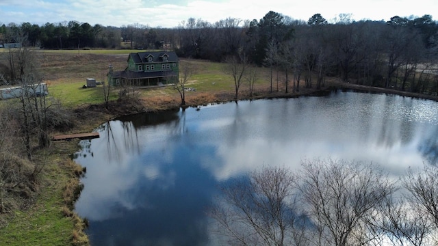 view of water feature with a wooded view