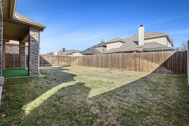 view of yard with a fenced backyard