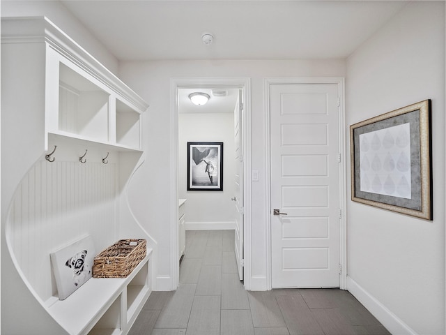 mudroom with baseboards