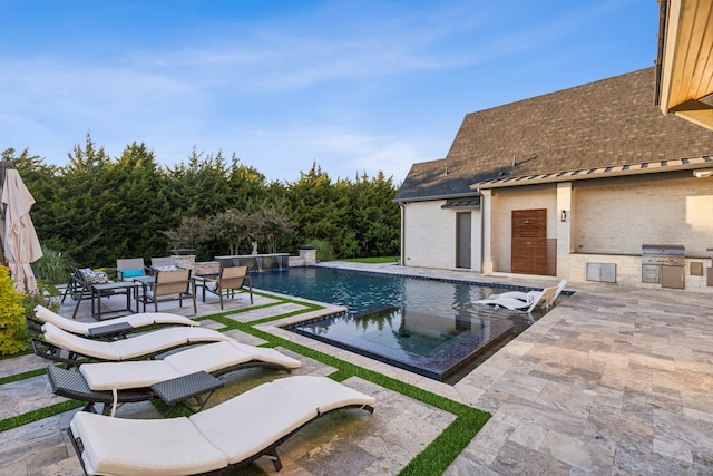 pool featuring a patio and area for grilling