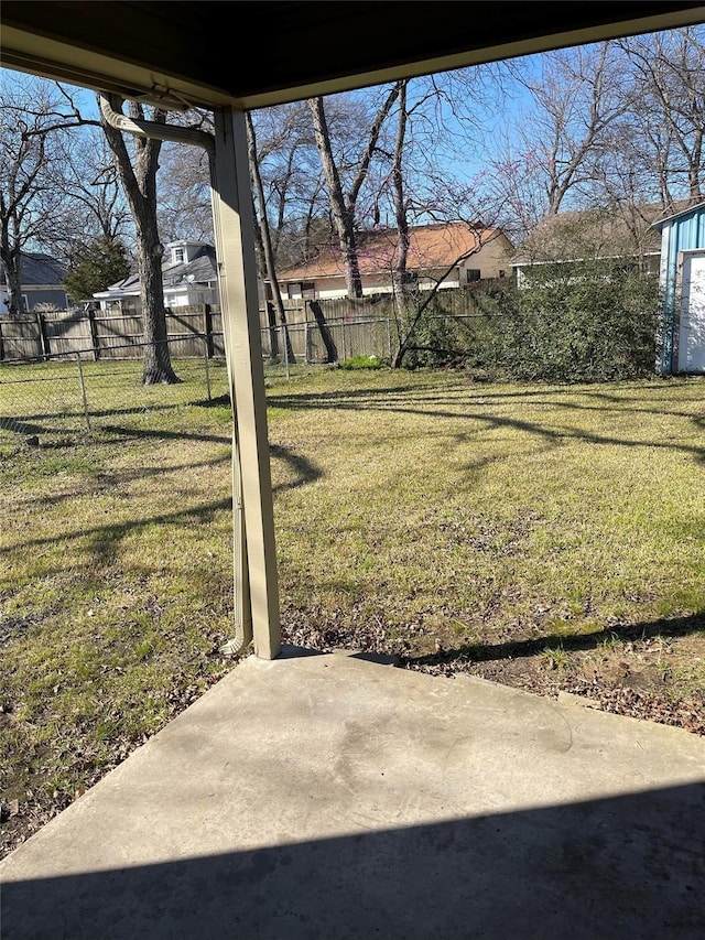 view of yard featuring a fenced backyard and a patio