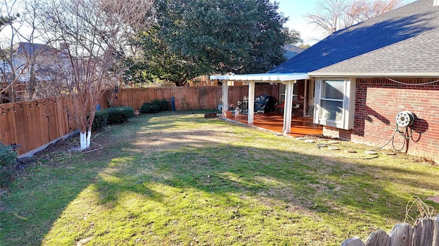 view of yard featuring a fenced backyard