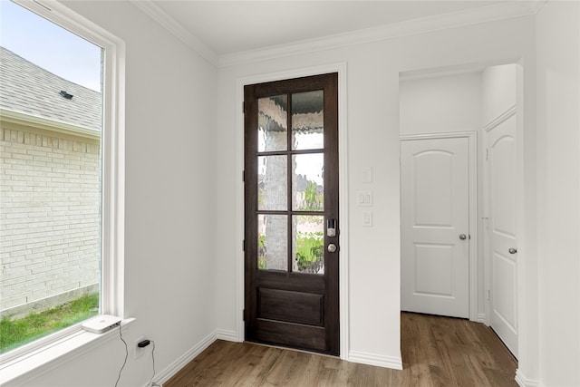 2720 Green River Rd, Royse City, TX 75189 - entryway featuring healthy amount of natural light, wood finished floors, and crown molding