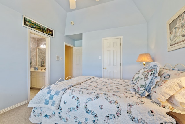 10 Fair Green Dr, Trophy Club, TX 76262 - carpeted bedroom featuring baseboards, ensuite bath, and ceiling fan
