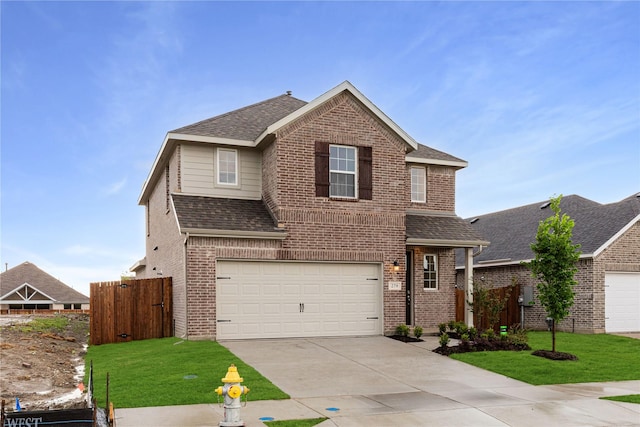 279 Bright Alcove Ct, Lavon, TX 75166 - traditional-style house with brick siding, roof with shingles, a garage, and driveway
