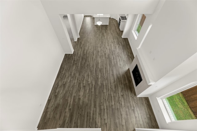 279 Bright Alcove Ct, Lavon, TX 75166 - hallway featuring dark wood-type flooring