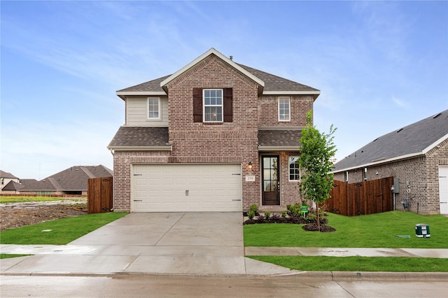 279 Bright Alcove Ct, Lavon, TX 75166 - traditional-style house featuring brick siding, driveway, an attached garage, and roof with shingles
