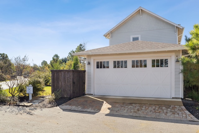 view of detached garage