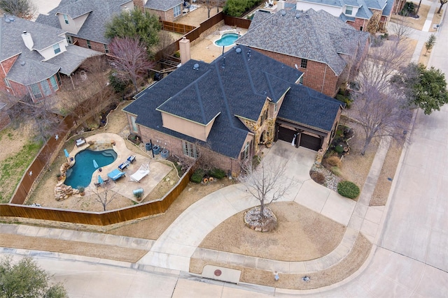 bird's eye view with a residential view