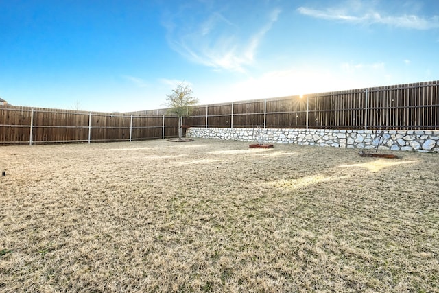 view of yard featuring a fenced backyard