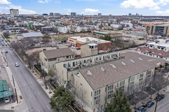 drone / aerial view with a city view