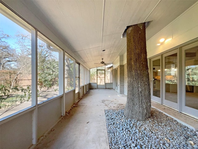 view of unfurnished sunroom