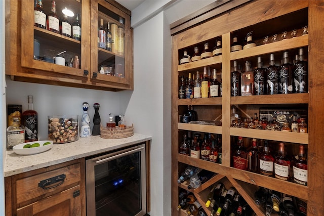 wine area with a dry bar and beverage cooler