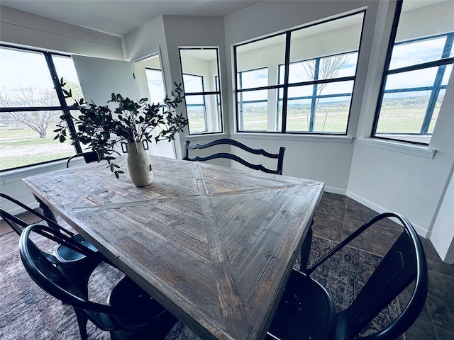 dining space featuring baseboards