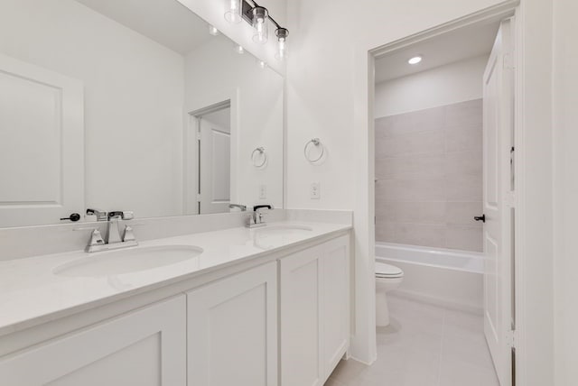 3206 Bexar St, Rockwall, TX 75032 - bathroom with double vanity, tile patterned floors, and shower / bath combination