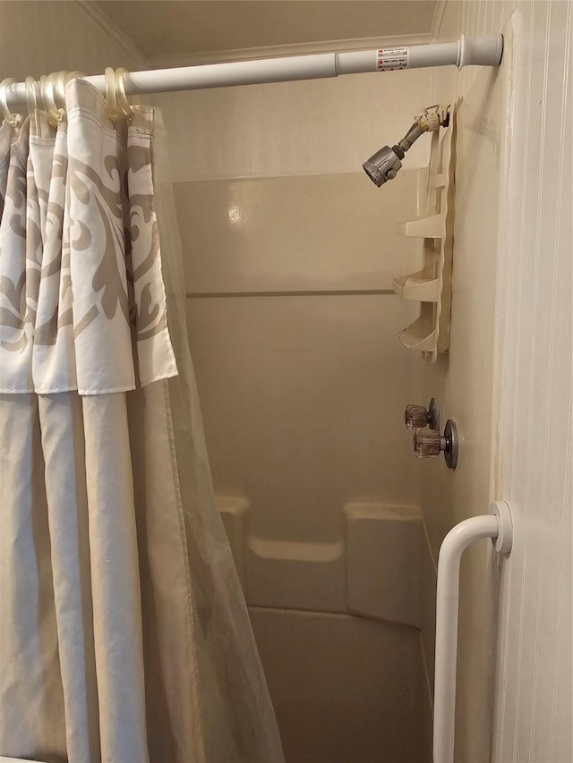 bathroom with a shower with curtain