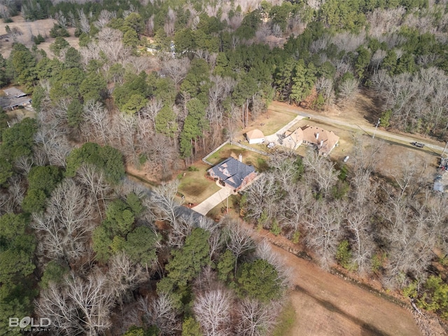 bird's eye view featuring a view of trees