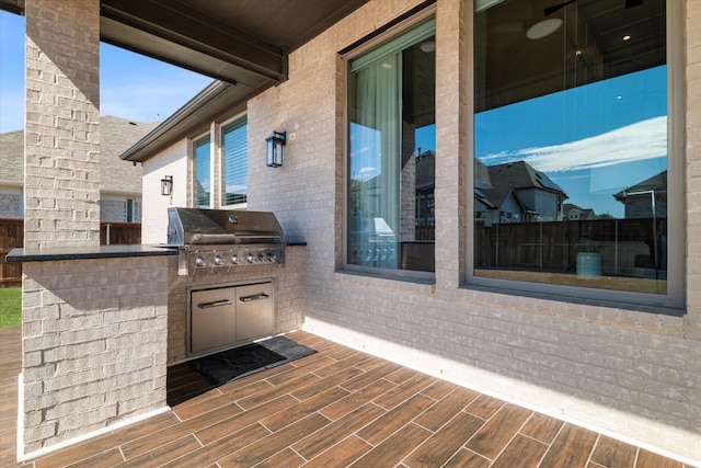 view of patio featuring area for grilling