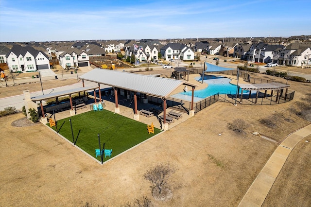 aerial view with a residential view