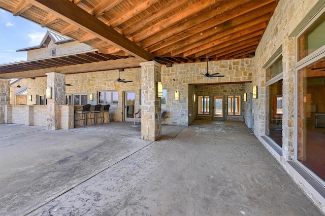 view of patio with ceiling fan