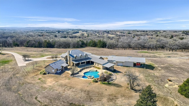 drone / aerial view with a rural view