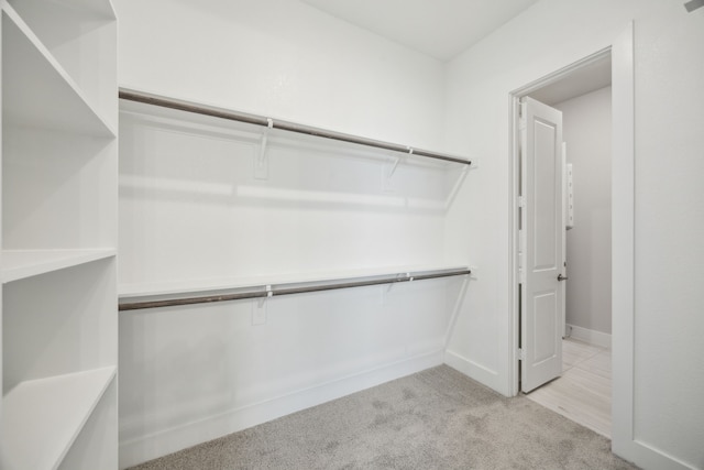 spacious closet with light colored carpet