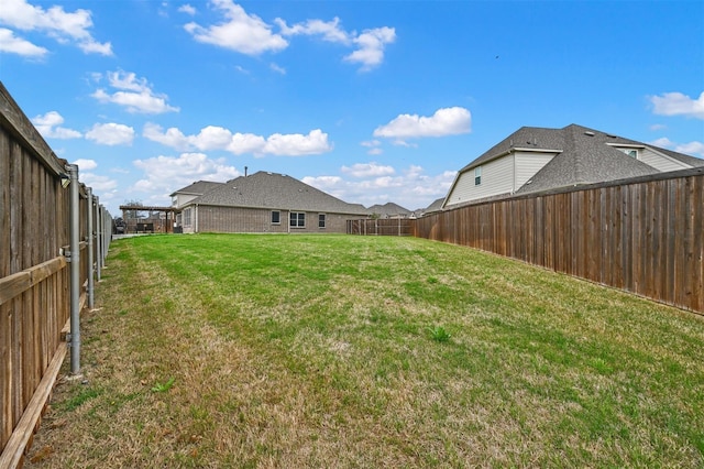 view of yard featuring a fenced backyard