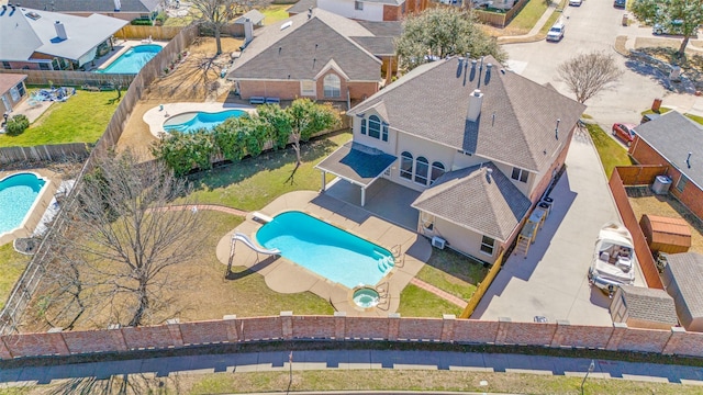 aerial view featuring a residential view