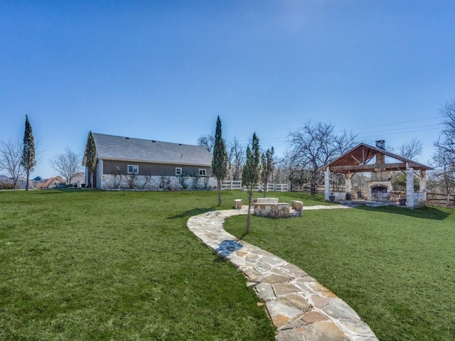 view of yard with a gazebo