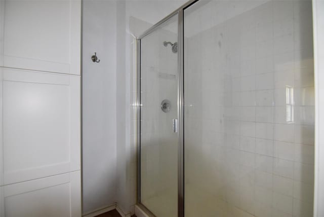 bathroom featuring a shower stall