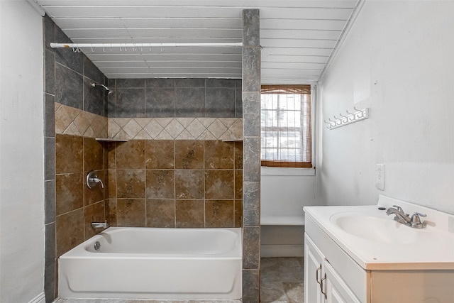 full bathroom featuring shower / bathtub combination and vanity